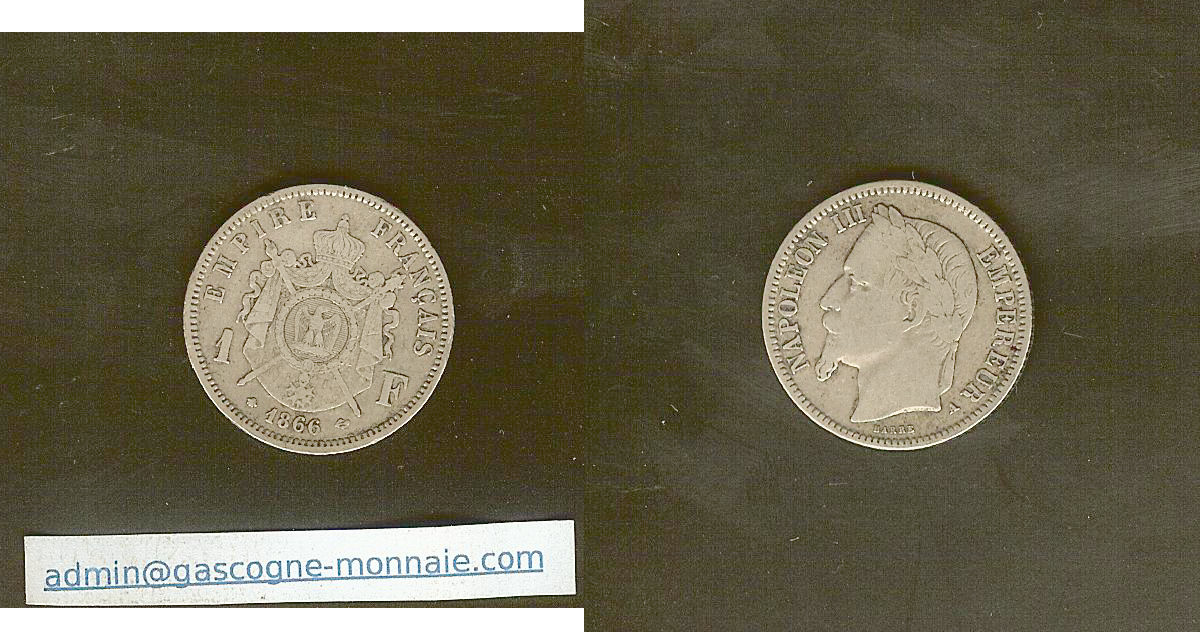 1 franc  Napoléon III  1866 A Paris TB+